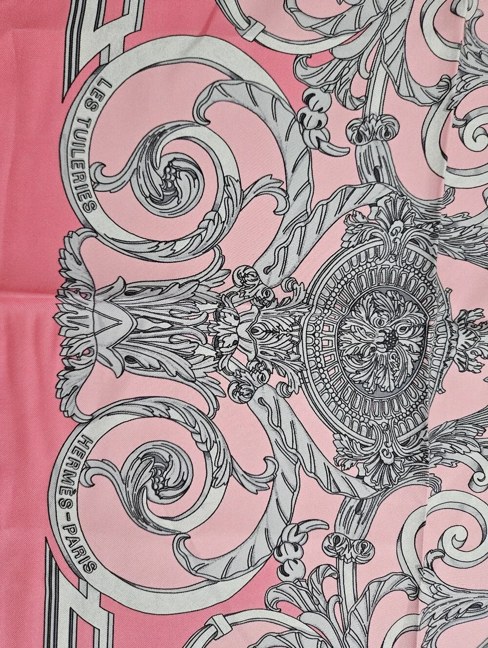 Hermes silk scarf pink / gray 